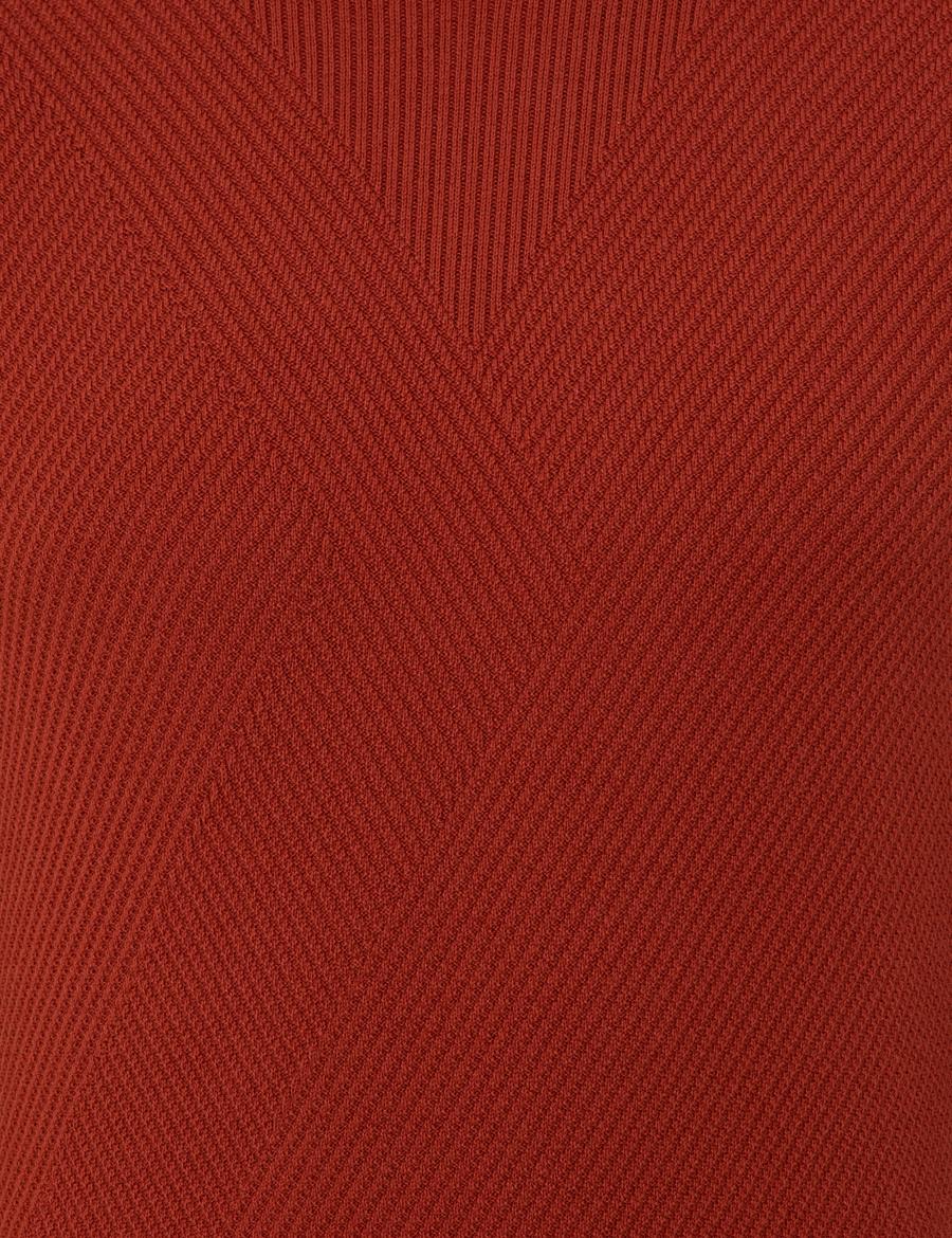 Kiremit Slim Fit Yarım Balıkçı Yaka Triko Kazak