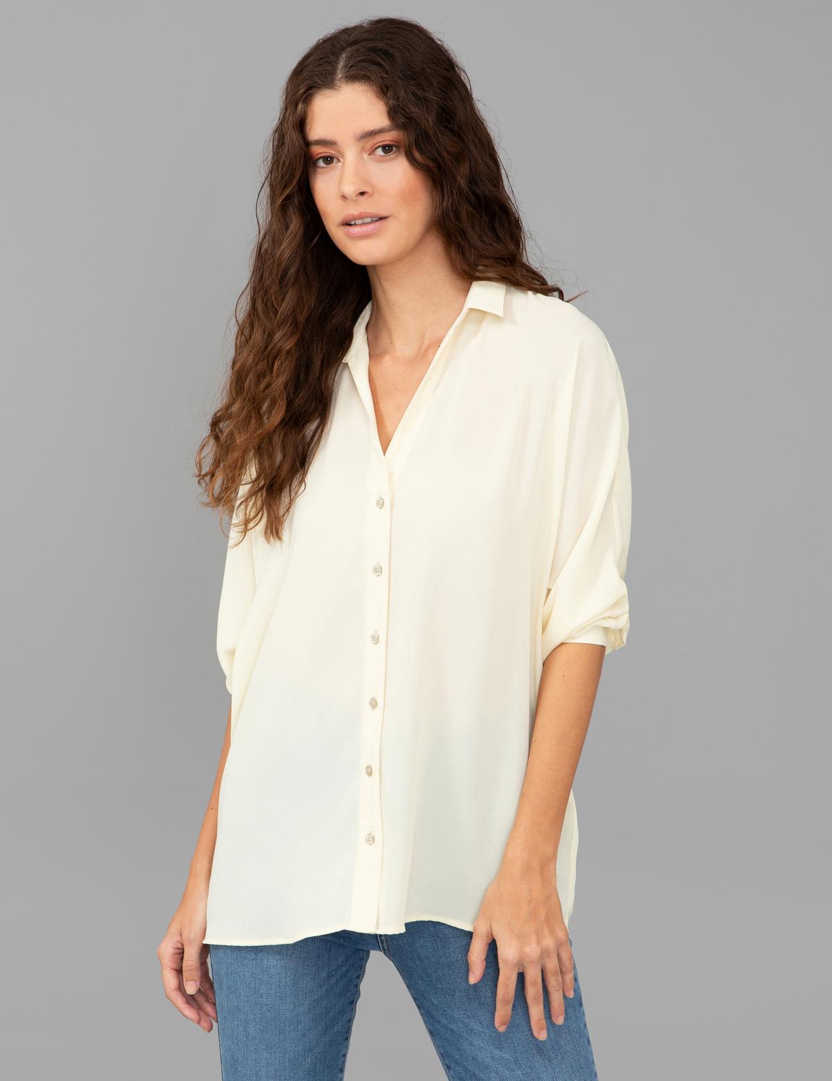 Ekru Comfort Fit Uzun Kollu Gömlek - 50244984002