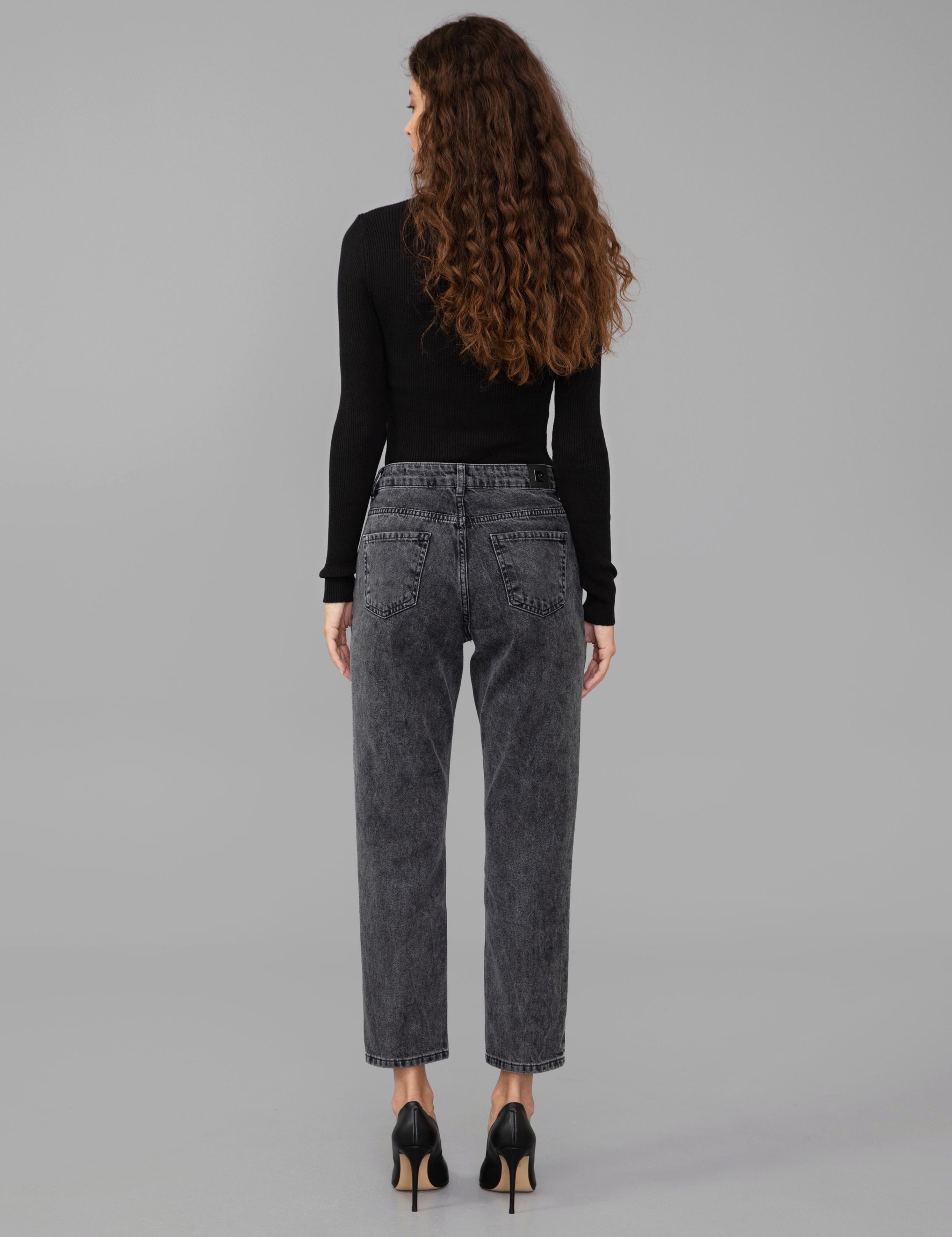Koyu Gri Mom Fit Jean Pantolon