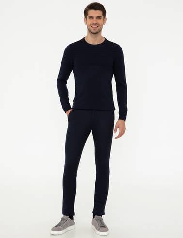 Lacivert Slim Fit Triko Kazak