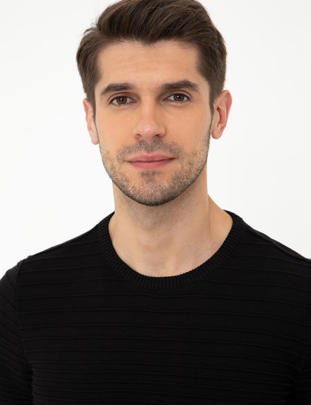 Siyah Slim Fit Triko Kazak - 50248541011