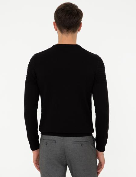 Siyah Slim Fit Triko Kazak - 50248541011