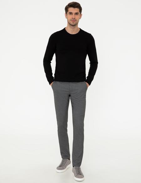 Siyah Slim Fit Triko Kazak - 50248541011
