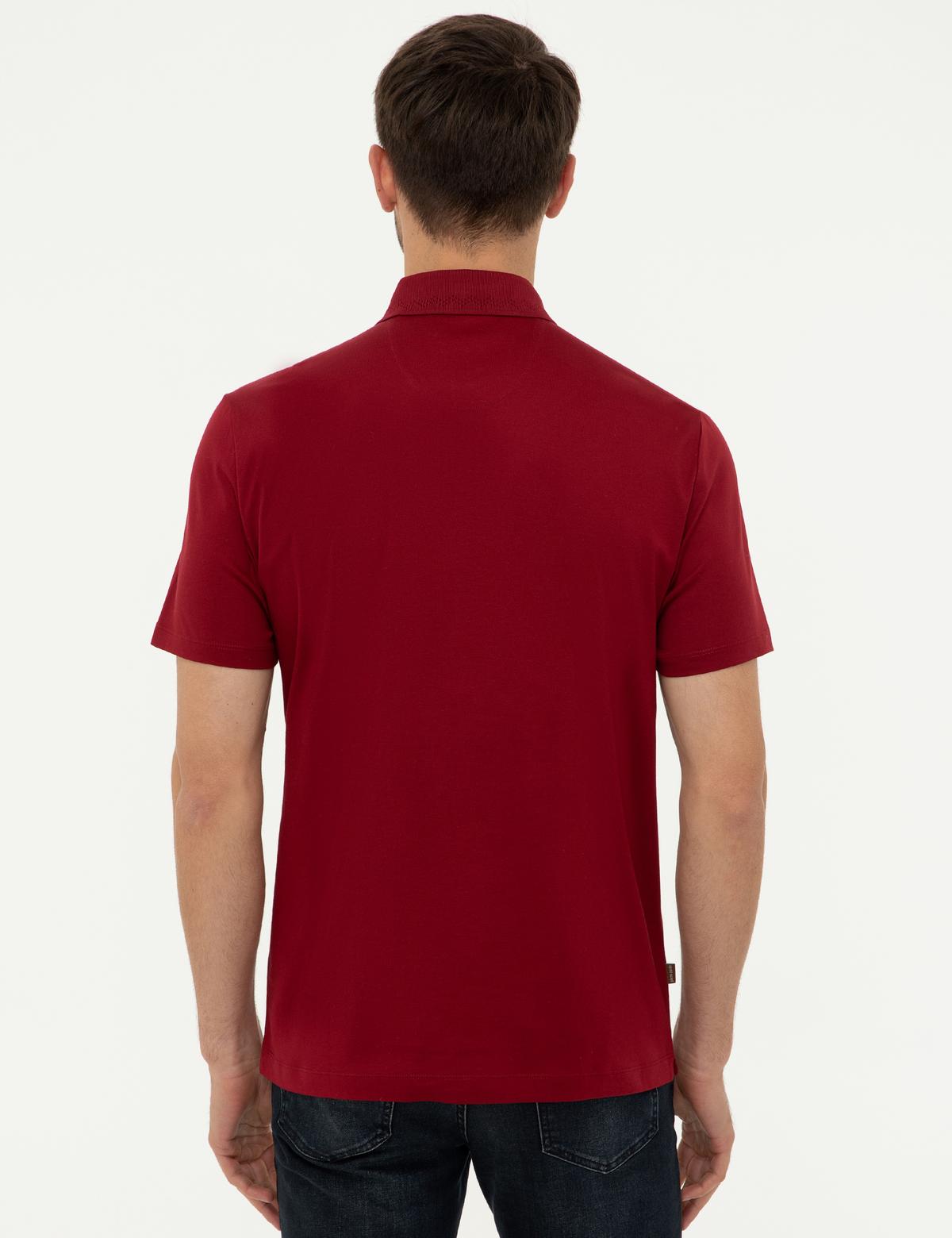 Bordo Regular Fit Polo Yaka Merserize Tişört - 50249893088
