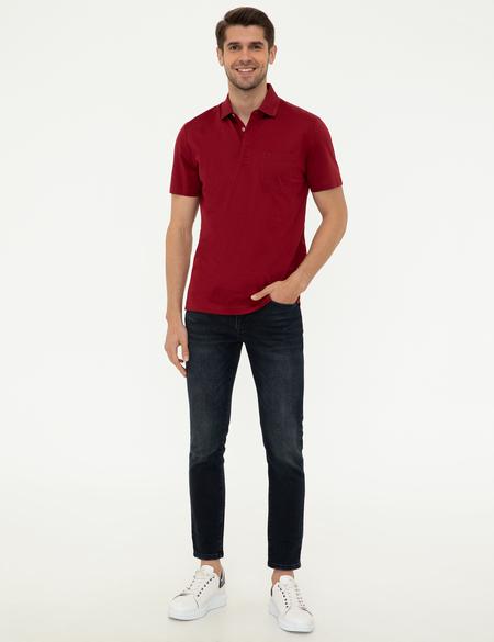 Bordo Regular Fit Polo Yaka Merserize Tişört - 50249893088