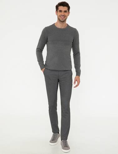 Gri Melanj Slim Fit Kazak