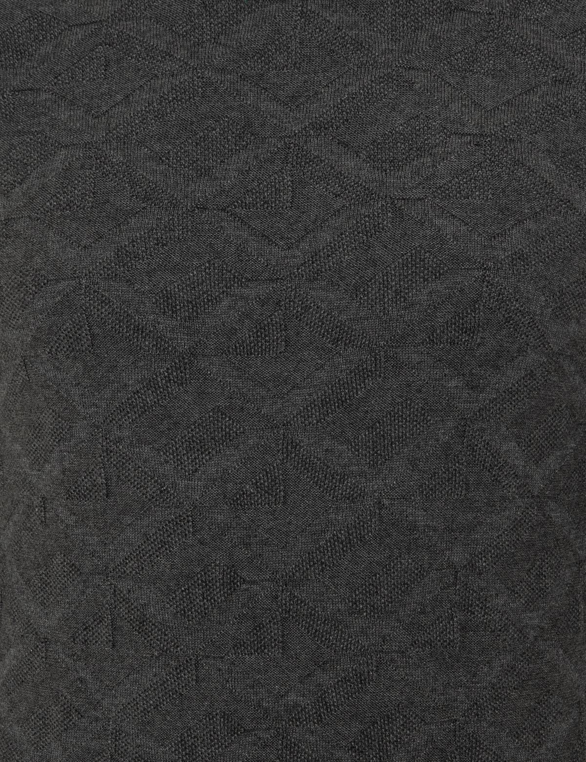 Gri Melanj Slim Fit Yarım Balıkçı Yaka Triko Kazak - 50240540031