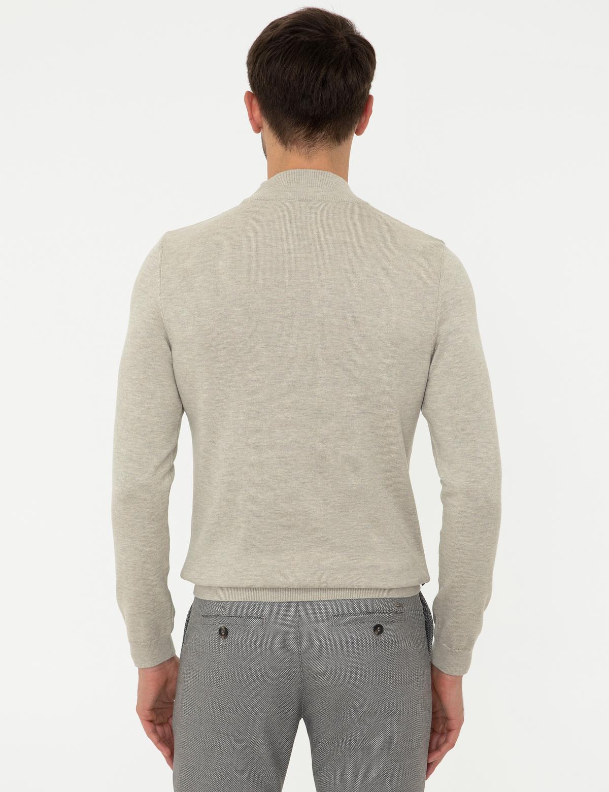 Kum Melanj Slim Fit Yarım Balıkçı Yaka Triko Kazak - 50240540041