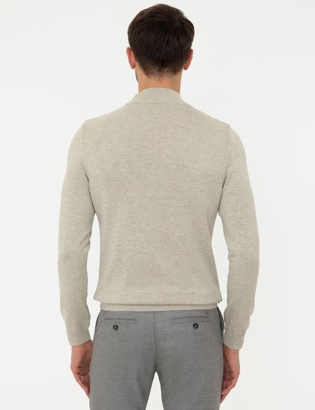 Kum Melanj Slim Fit Yarım Balıkçı Yaka Triko Kazak - 50240540041