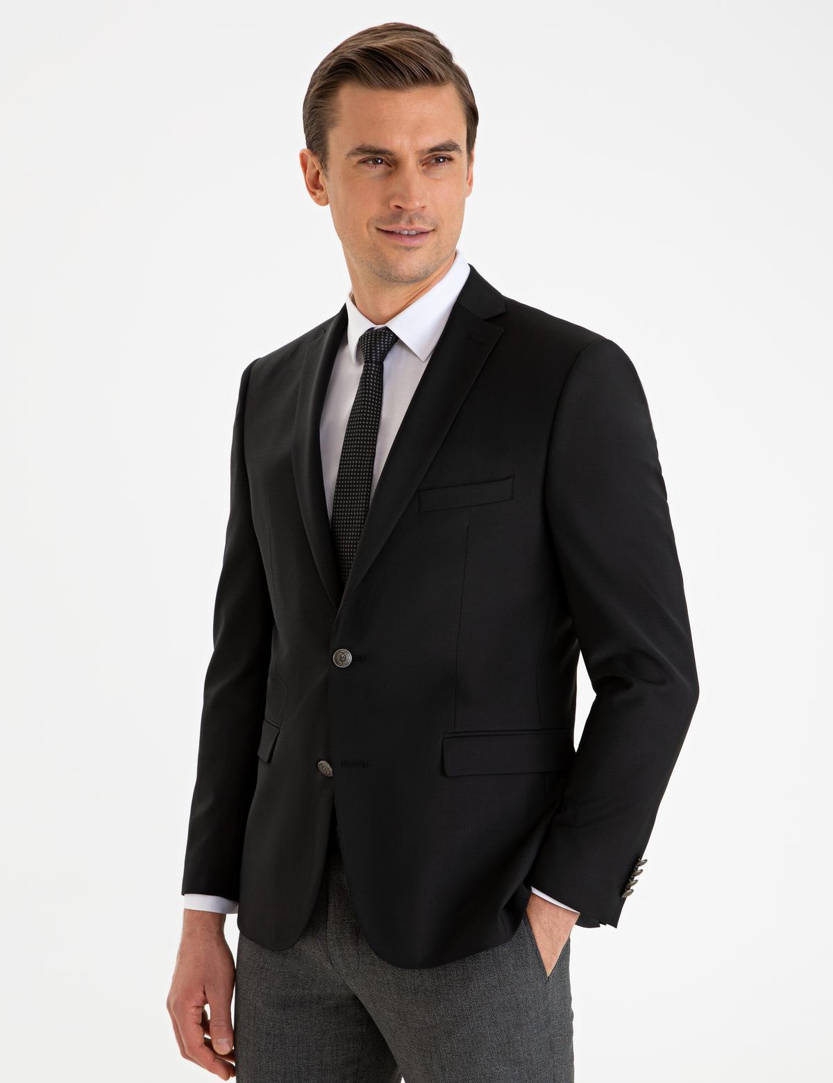 Siyah Slim Fit Ceket - 50236688008