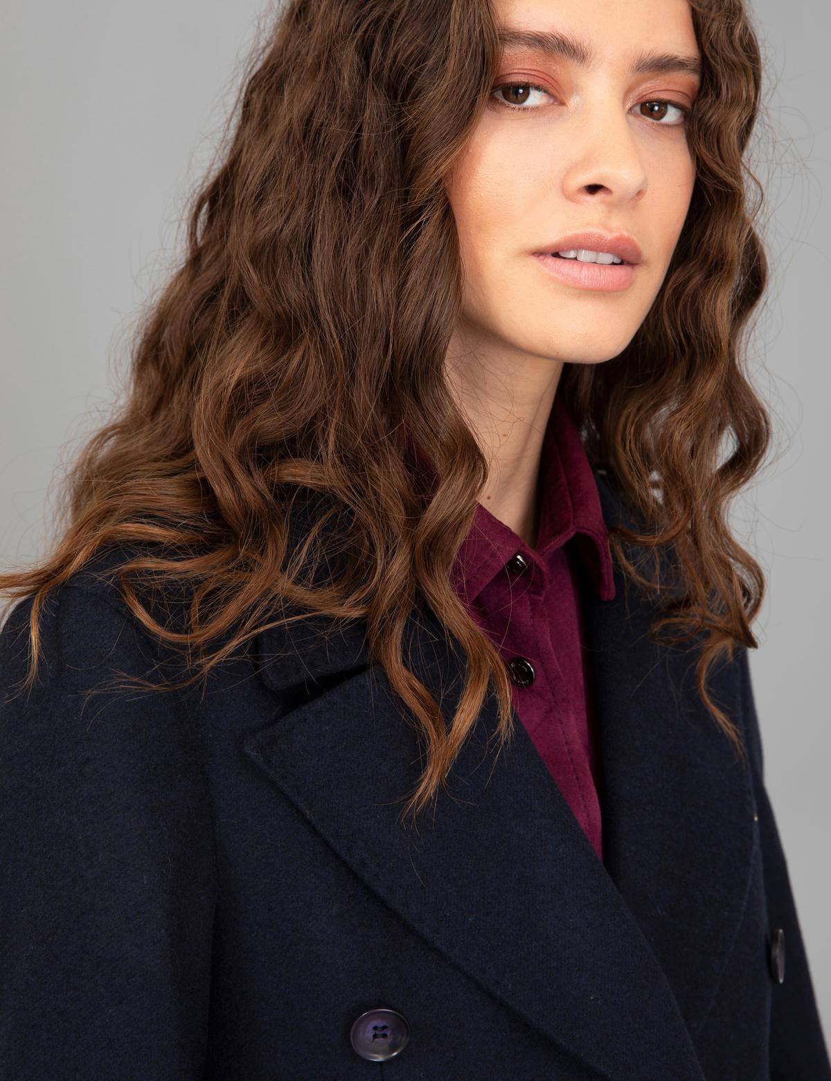 Lacivert Kaşe Kaban - 50244935010