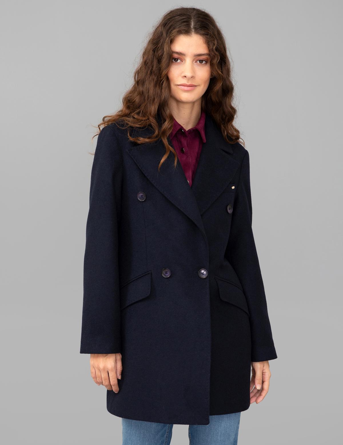 Lacivert Kaşe Kaban - 50244935010