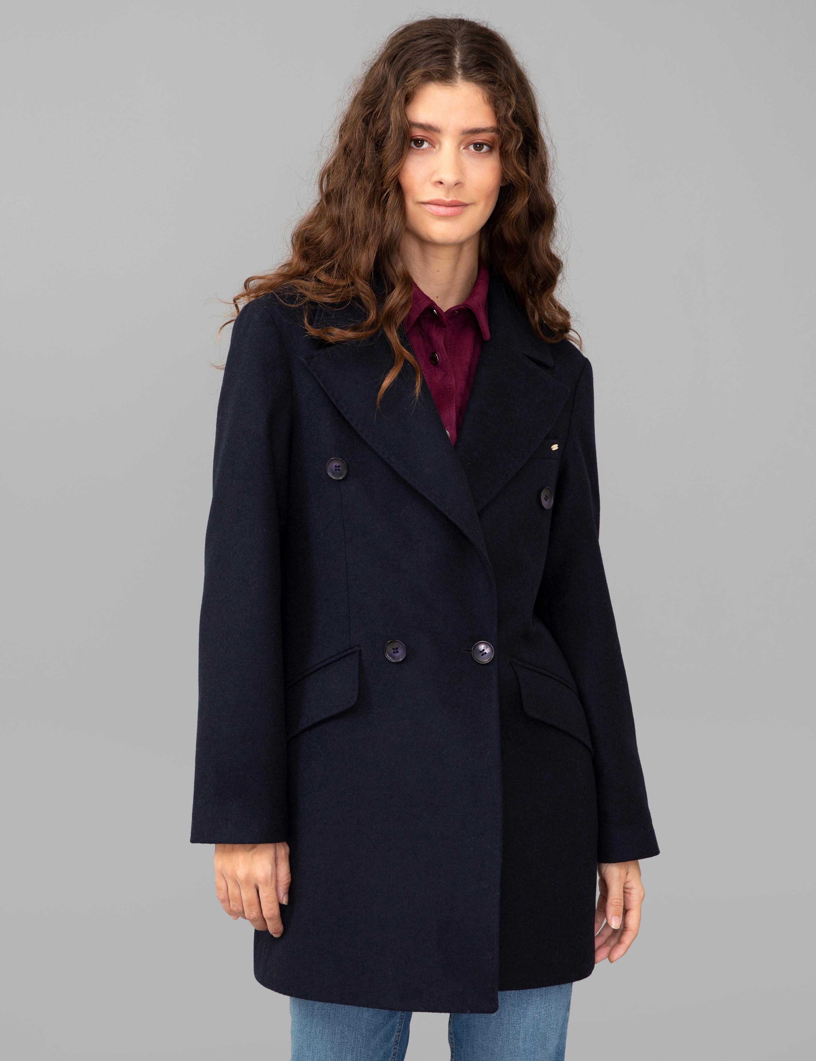 Lacivert Kaşe Kaban