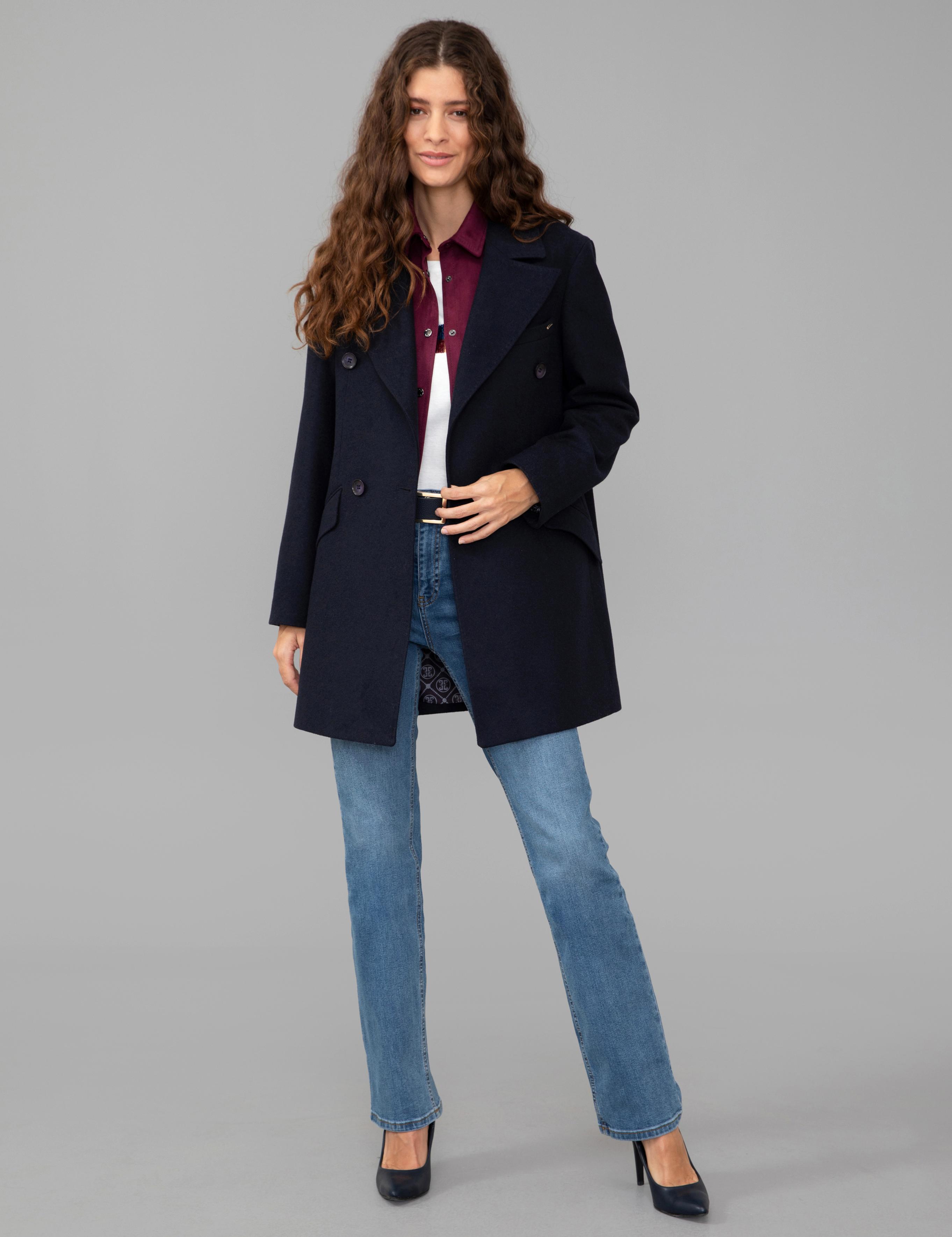 Lacivert Kaşe Kaban