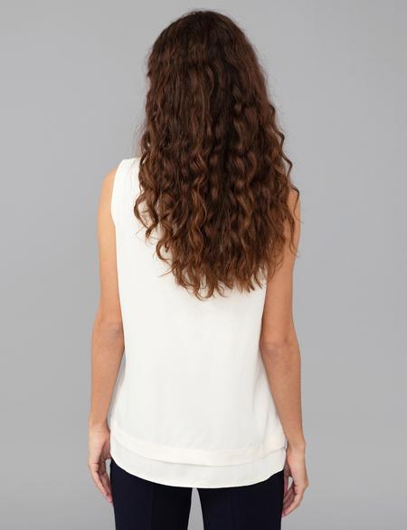 Ekru Saten Kolsuz Bluz - 50245003002