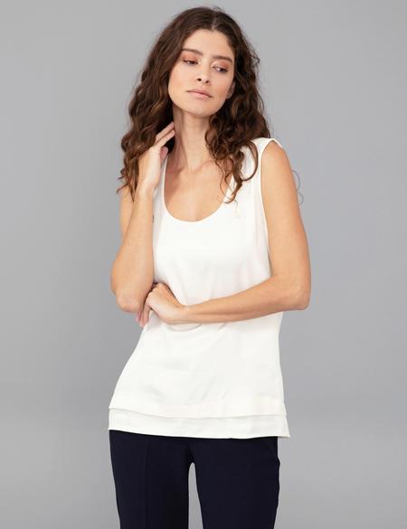 Ekru Saten Kolsuz Bluz - 50245003002