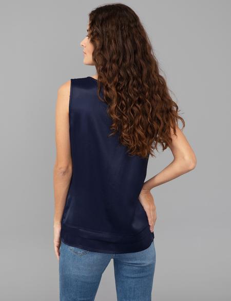 Lacivert Saten Kolsuz Bluz - 50245003006