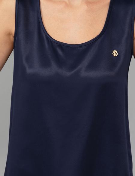 Lacivert Saten Kolsuz Bluz - 50245003006