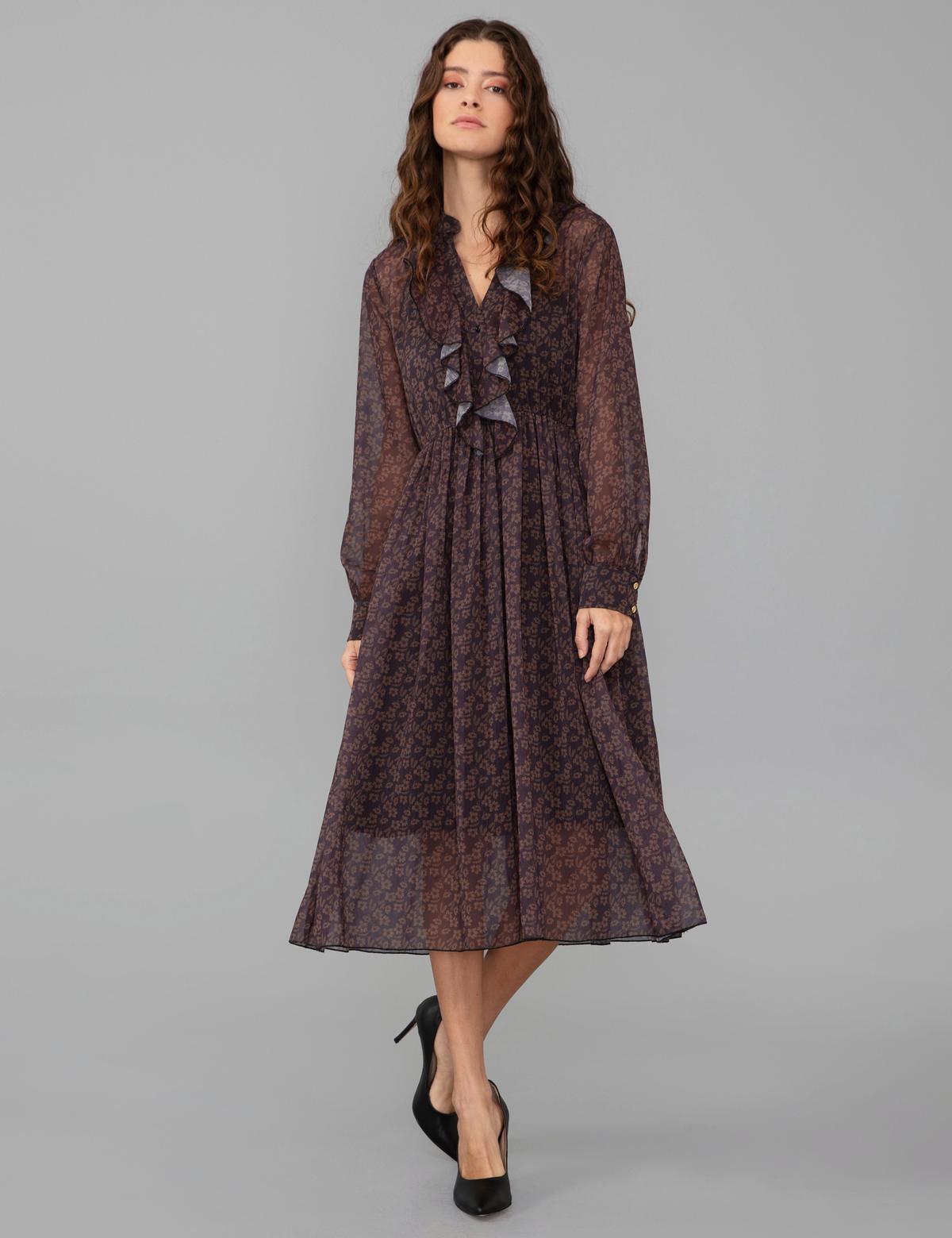 Siyah Desenli Elbise - 50245017001