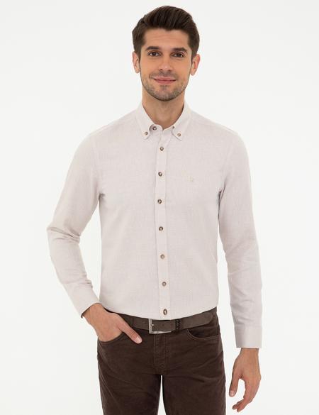 Bej Slim Fit Gömlek - 50247917023
