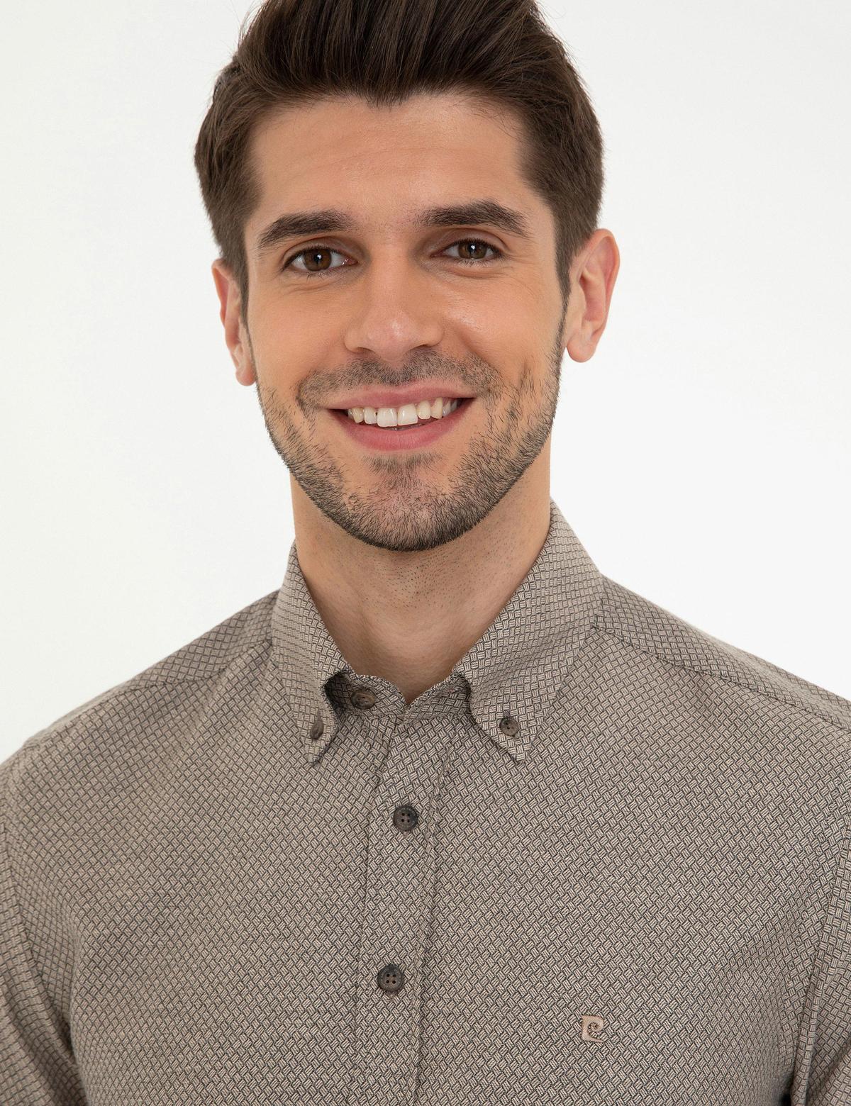 Kahverengi Slim Fit Uzun Kollu Gömlek - 50247917052