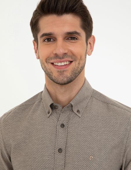 Kahverengi Slim Fit Uzun Kollu Gömlek - 50247917052