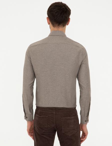 Kahverengi Slim Fit Uzun Kollu Gömlek - 50247917052