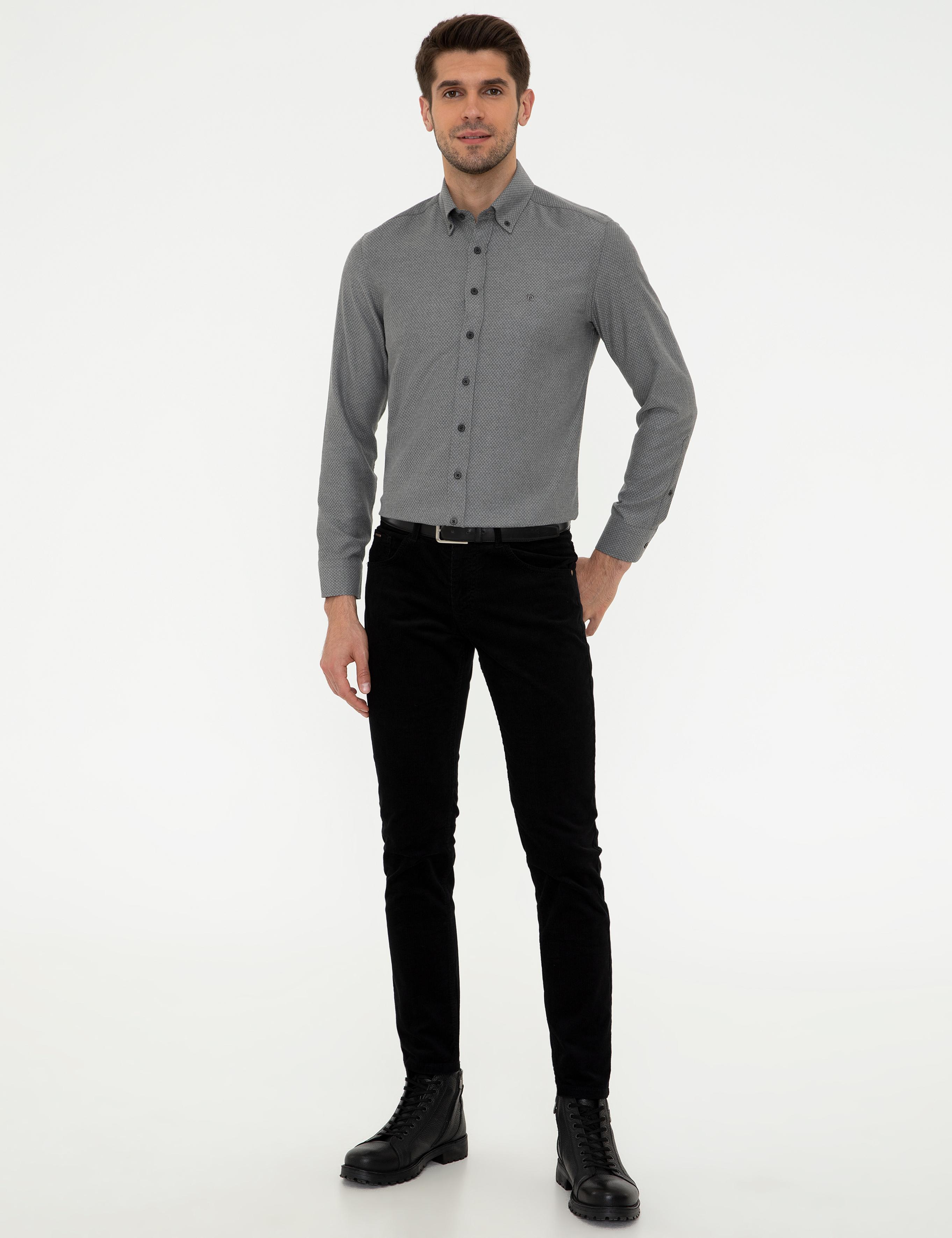 Siyah Slim Fit Uzun Kollu Gömlek