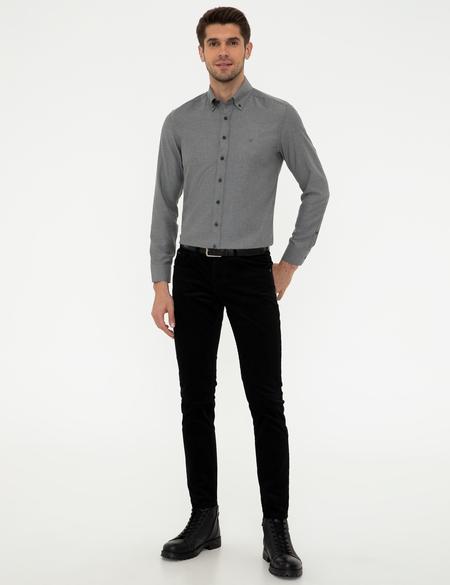 Siyah Slim Fit Uzun Kollu Gömlek - 50247917074