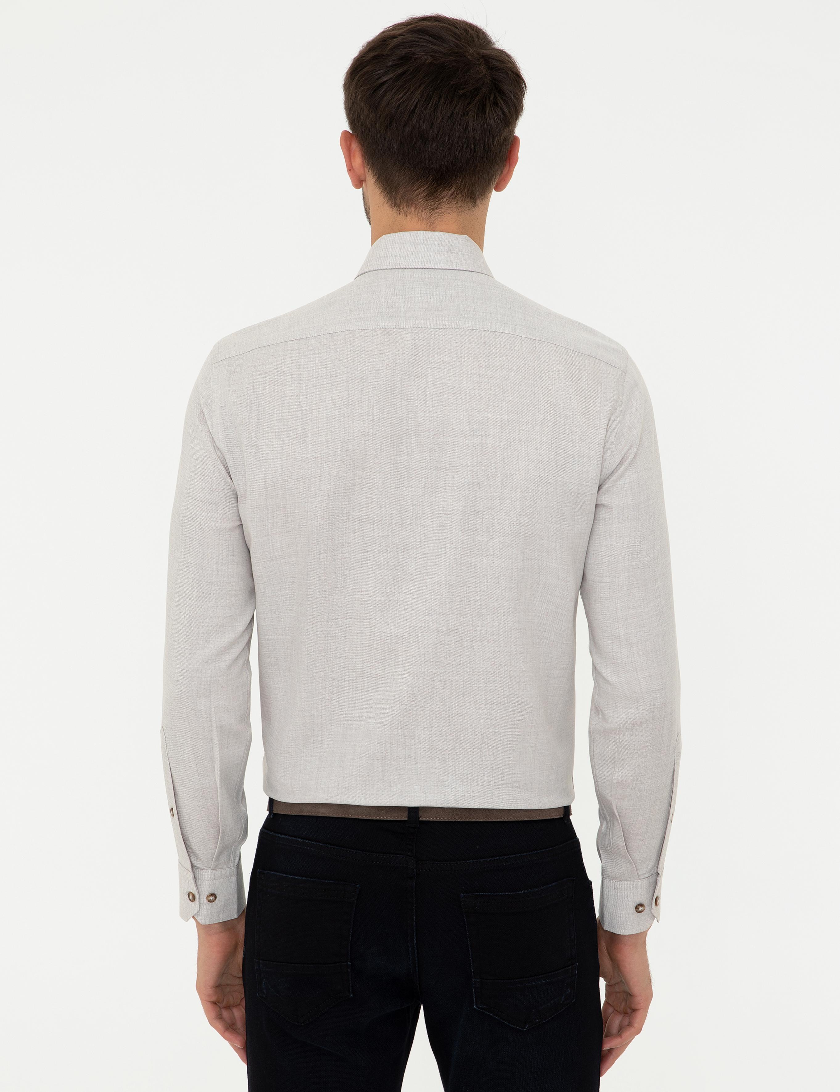 Bej Slim Fit Gömlek