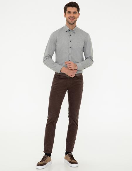 Gri Slim Fit Uzun Kollu Gömlek - 50247966012
