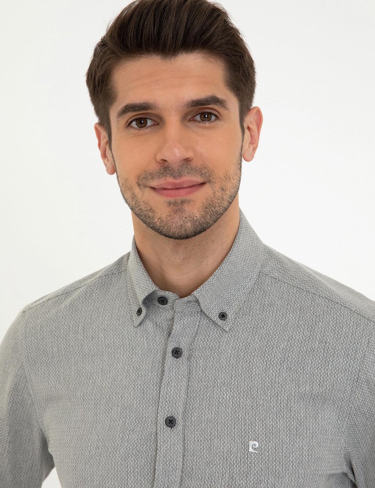 Gri Slim Fit Uzun Kollu Gömlek - 50247966012