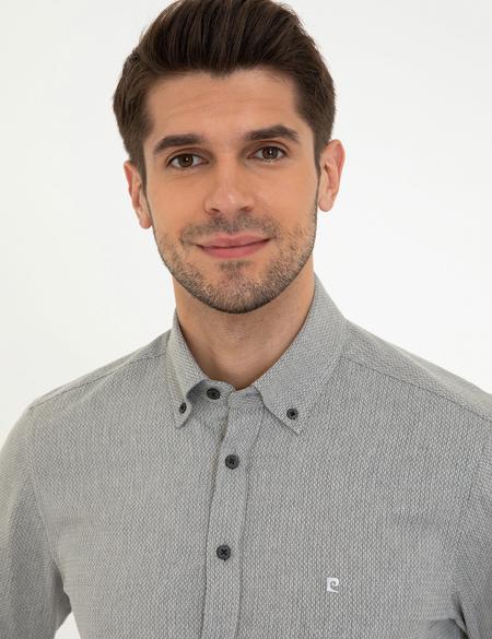 Gri Slim Fit Uzun Kollu Gömlek - 50247966012