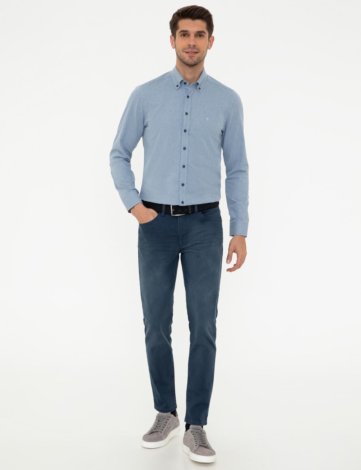 Lacivert Slim Fit Uzun Kollu Gömlek - 50247966030