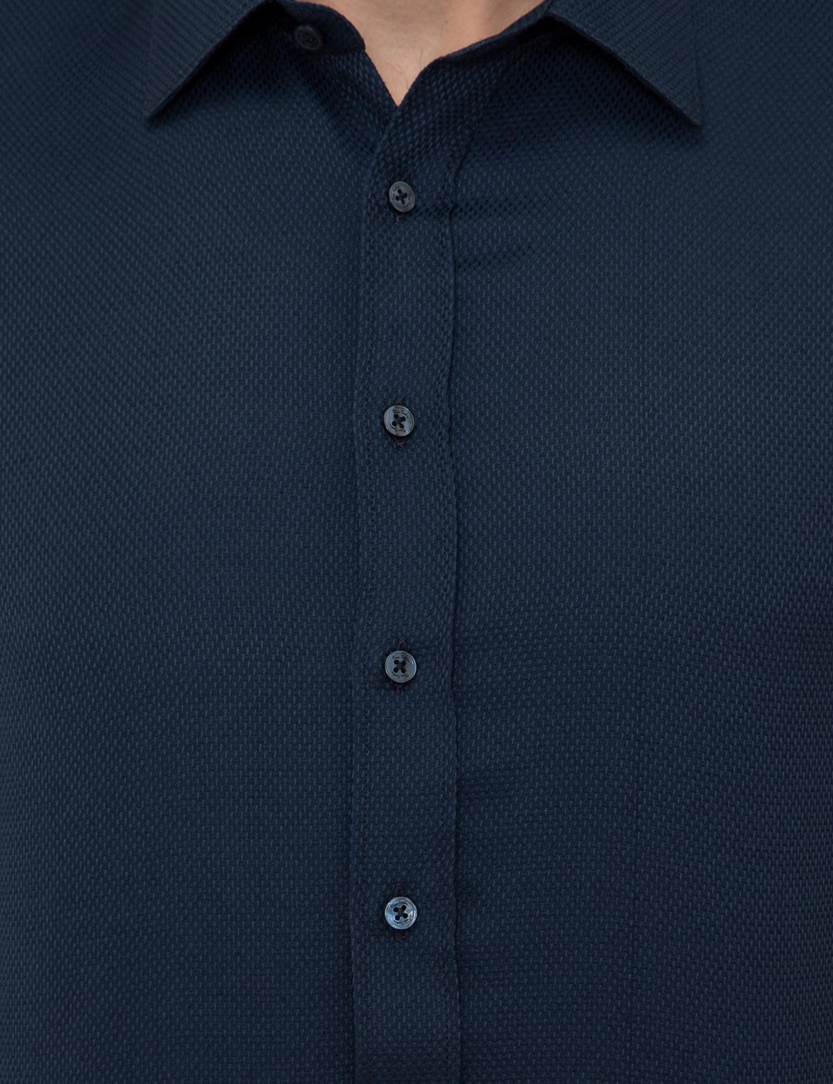 Lacivert Slim Fit Armürlü Gömlek - 50248044023