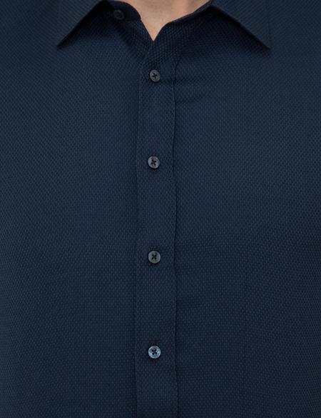 Lacivert Slim Fit Armürlü Gömlek - 50248044023