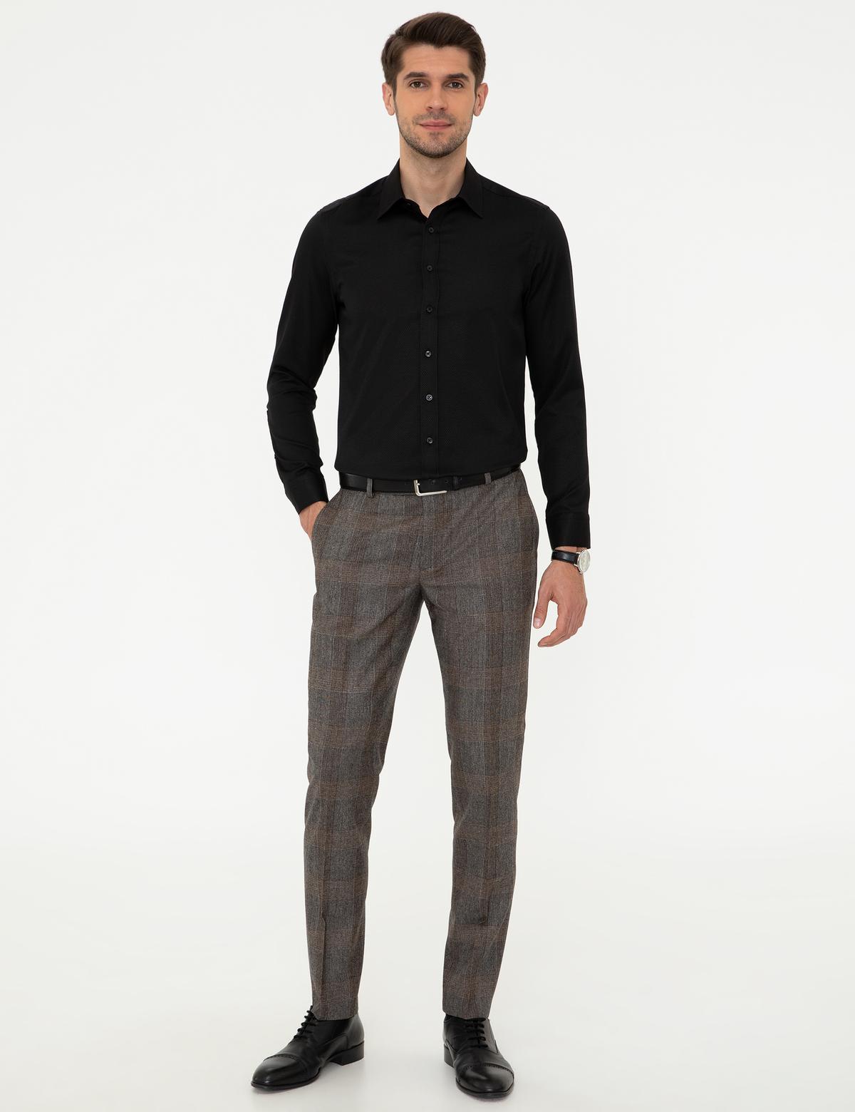 Siyah Slim Fit Uzun Kollu Gömlek - 50248044041