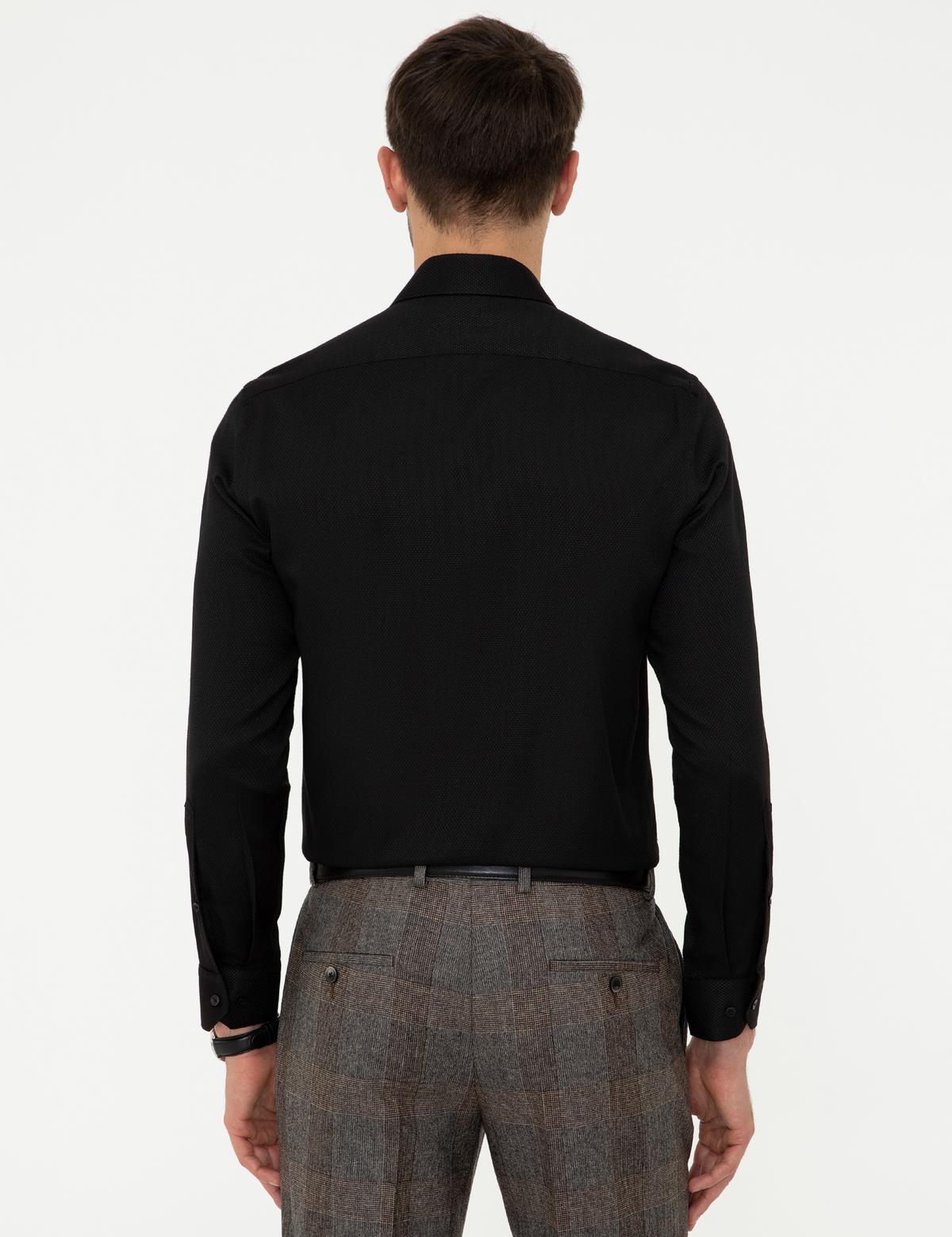 Siyah Slim Fit Uzun Kollu Gömlek - 50248044041