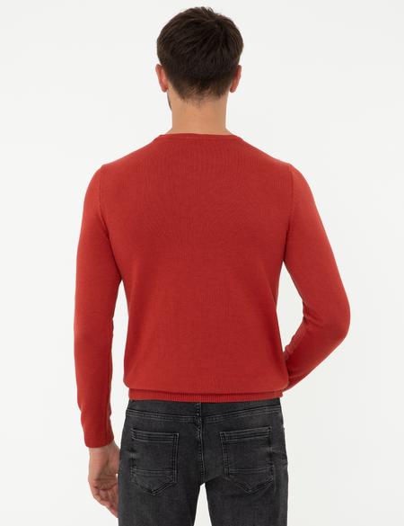 Kiremit Slim Fit Bisiklet Yaka Triko Kazak - 50248527018