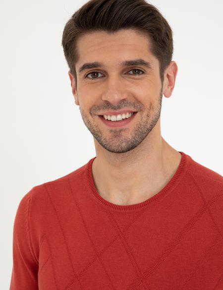 Kiremit Slim Fit Bisiklet Yaka Triko Kazak - 50248527018