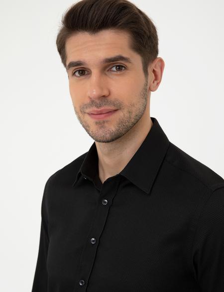 Siyah Slim Fit Uzun Kollu Gömlek - 50248044041