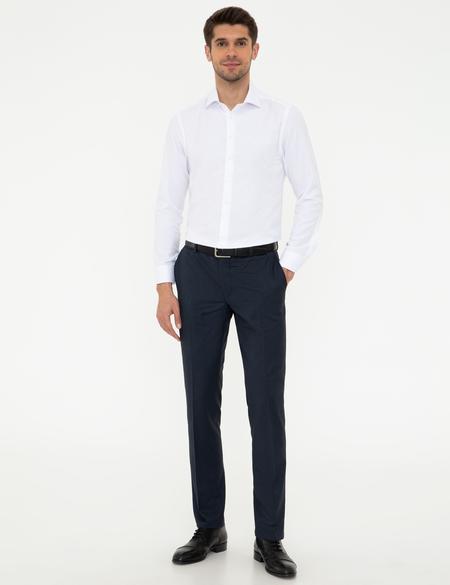 Beyaz Slim Fit Armürlü Gömlek - 50248885001