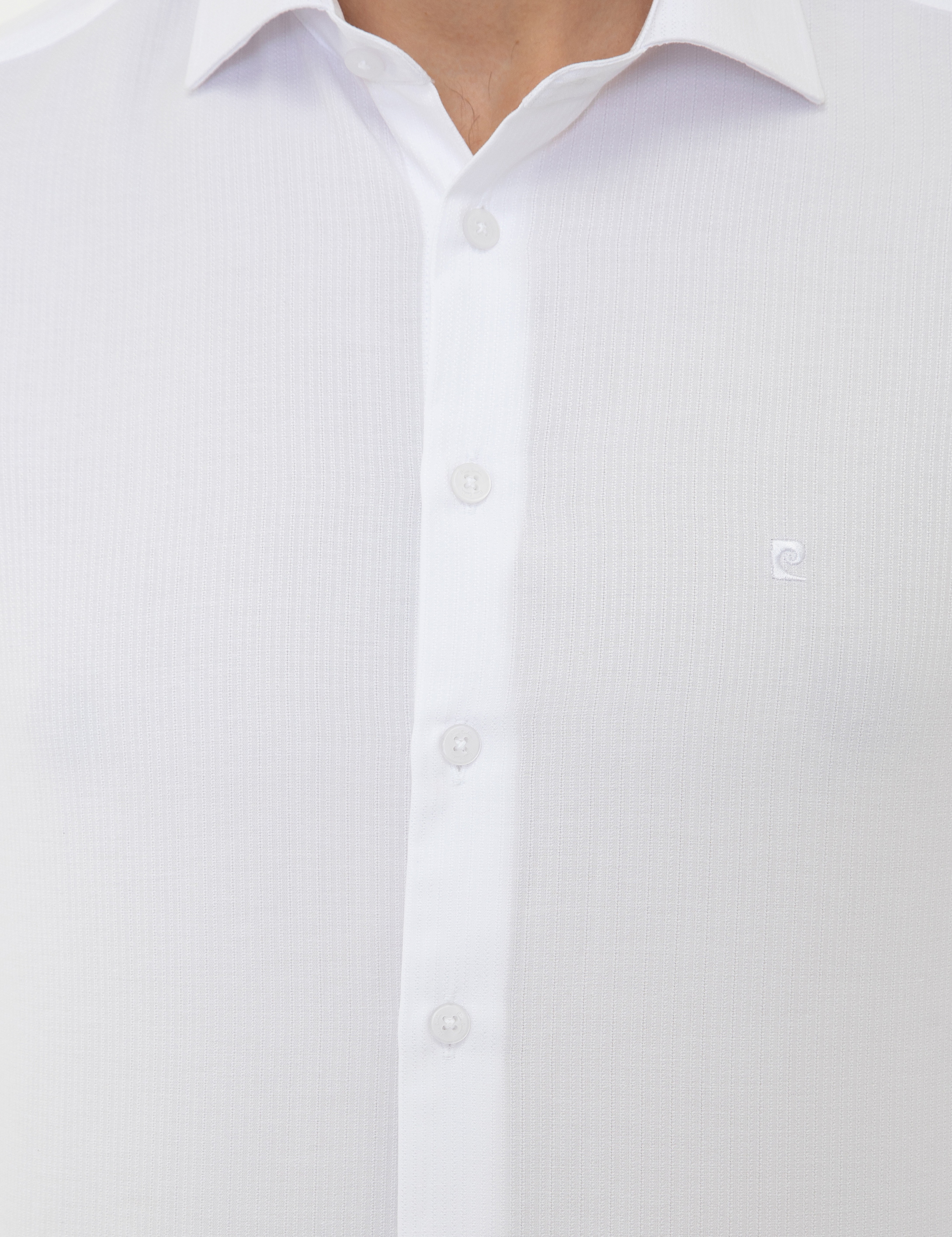Beyaz Slim Fit Armürlü Gömlek - Image 5