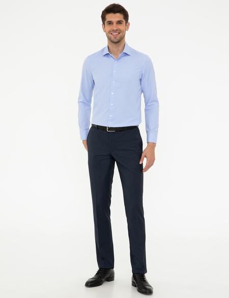 Açık Mavi Slim Fit Armürlü Gömlek - 50248885014