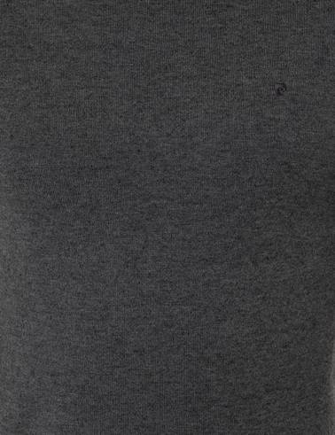 Gri Melanj Slim Fit Bisiklet Yaka Basic Triko Kazak