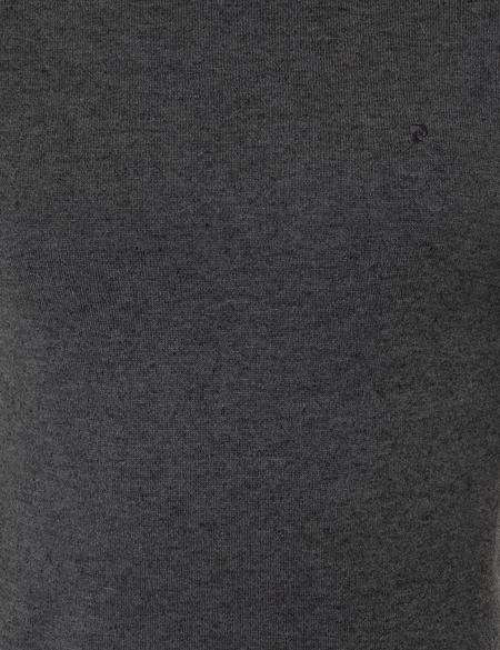 Gri Melanj Slim Fit Bisiklet Yaka Basic Triko Kazak - 50248582026