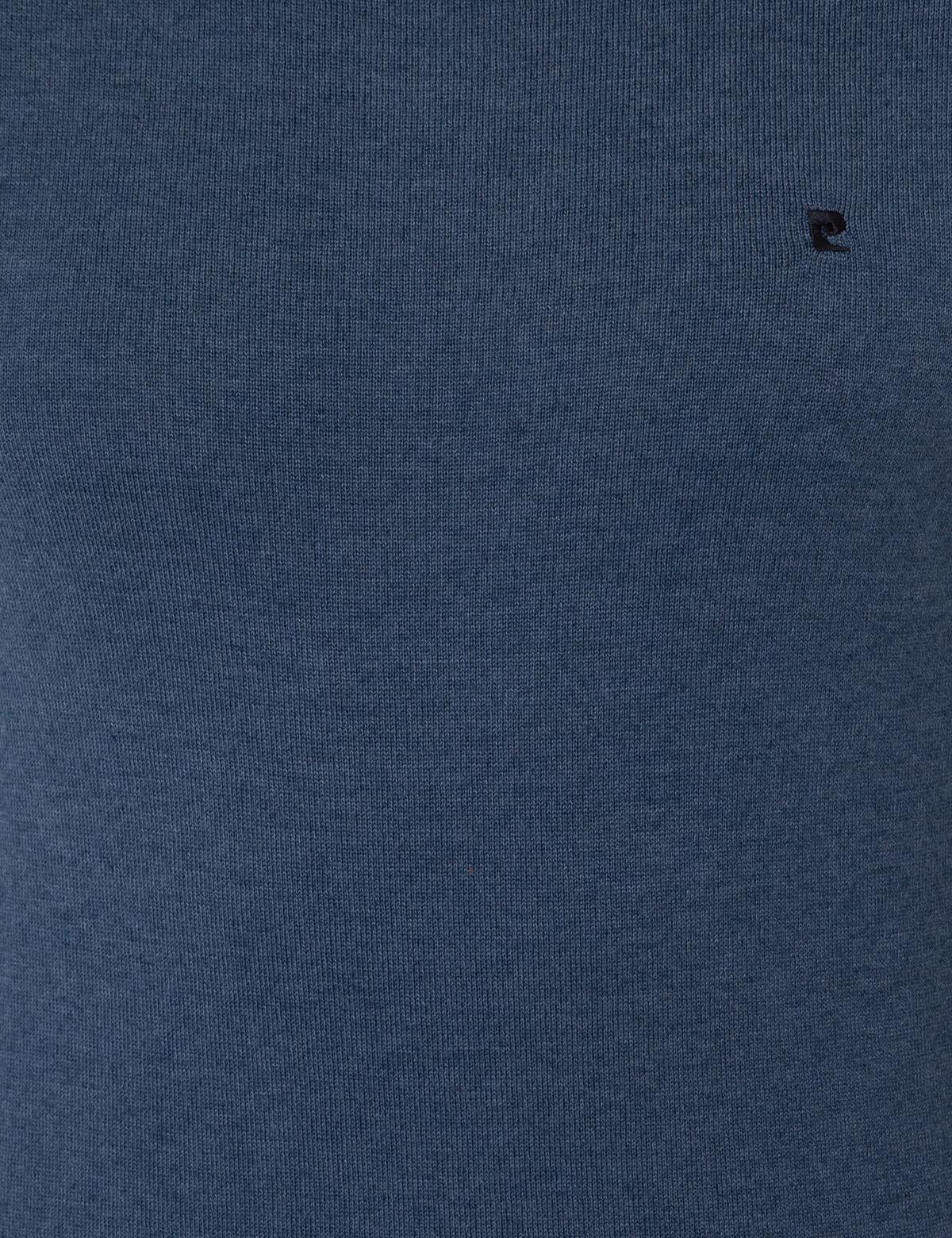 İndigo Melanj Slim Fit Bisiklet Yaka Basic Triko Kazak - 50248582036