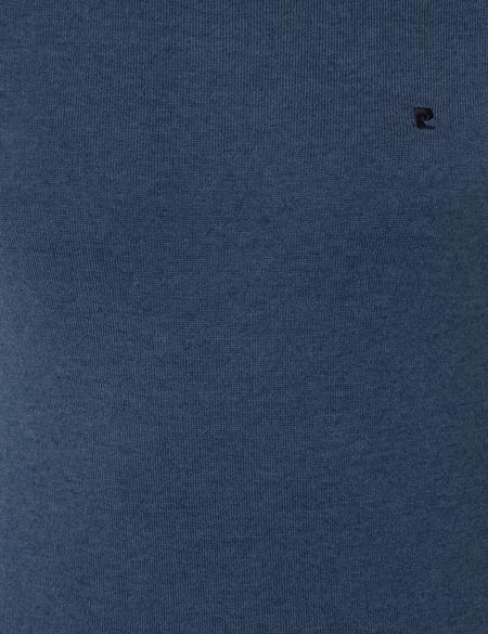 İndigo Melanj Slim Fit Bisiklet Yaka Basic Triko Kazak - 50248582036