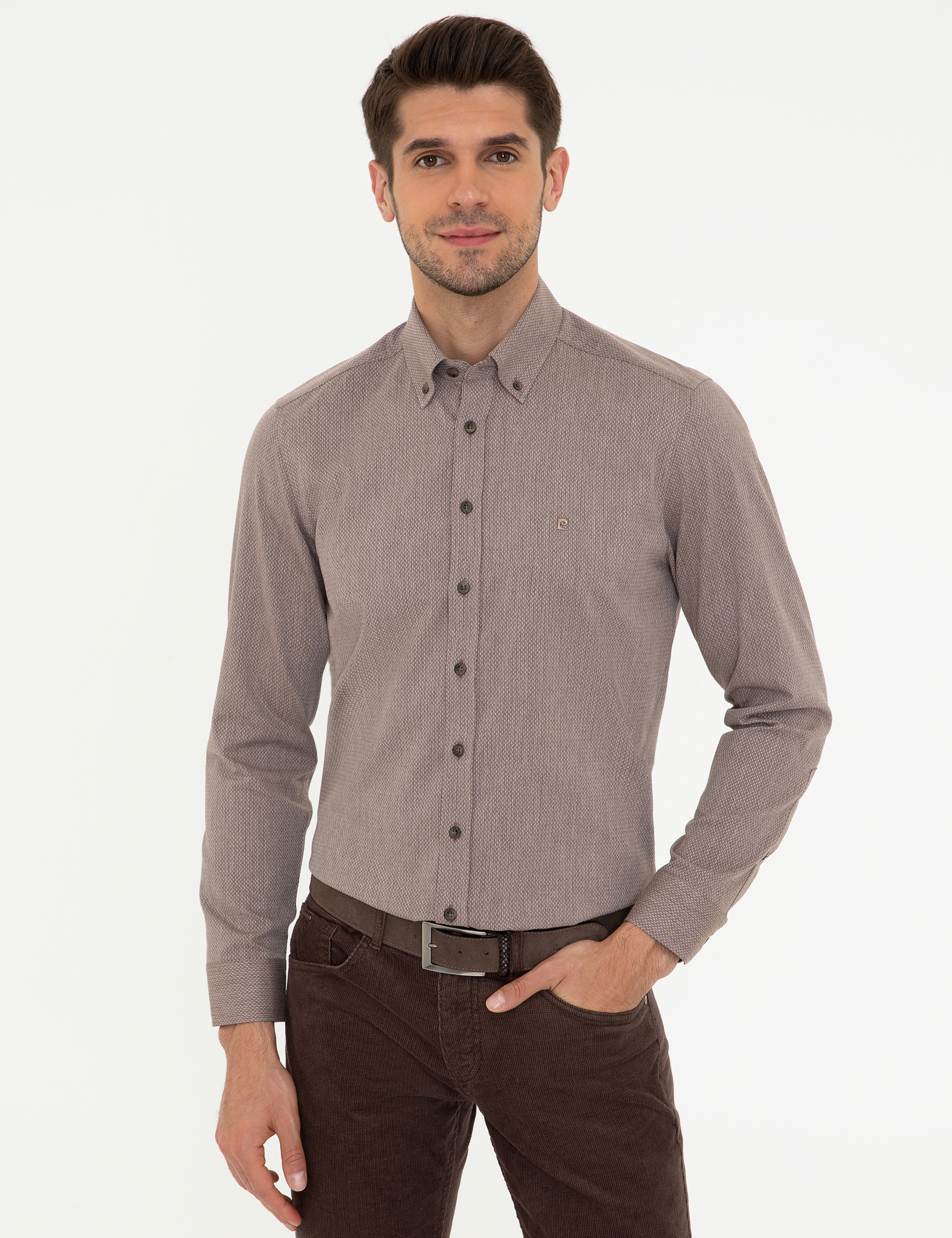 Açık Kahverengi Slim Fit Gömlek - Image 1