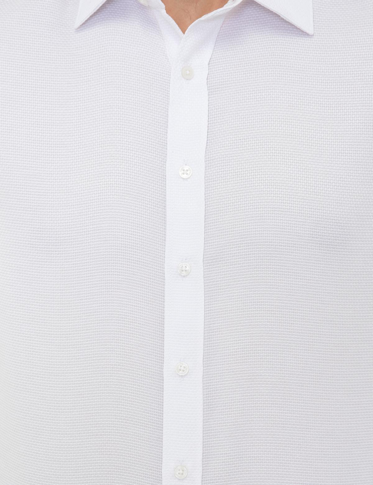 Beyaz Slim Fit Armürlü Gömlek - 50248044001